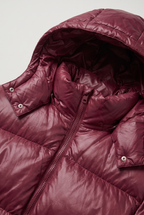 Women’s Oversized Hooded Puffer Jacket - Red Wine