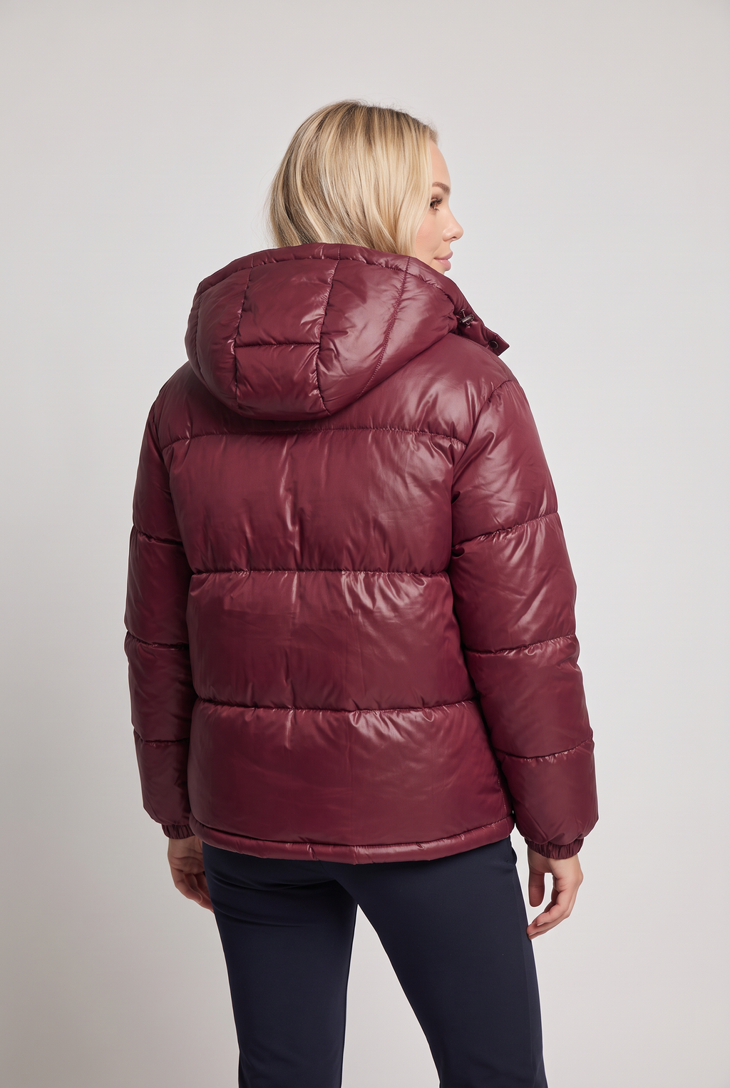 Women’s Oversized Hooded Puffer Jacket - Red Wine