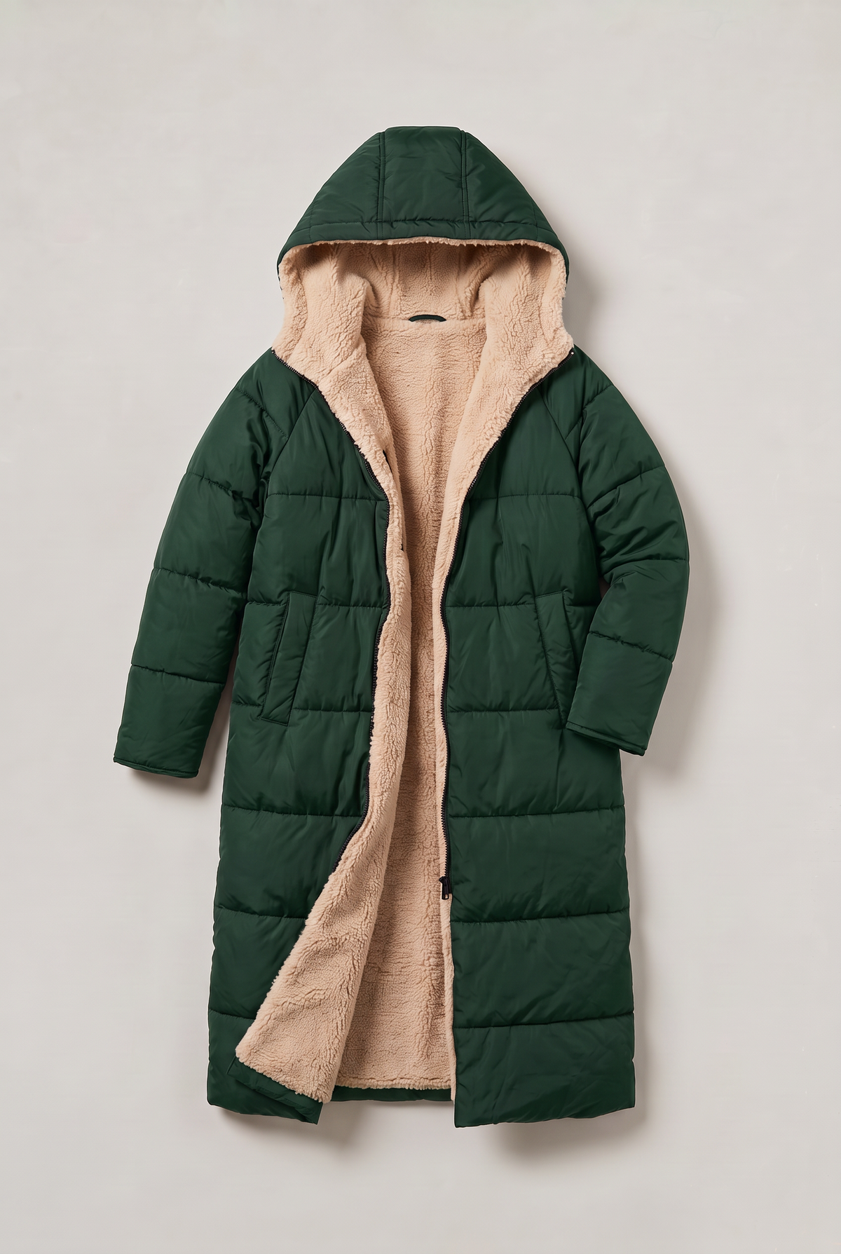 Women’s Fleece Lined Longline Quilted Puffer Coat
