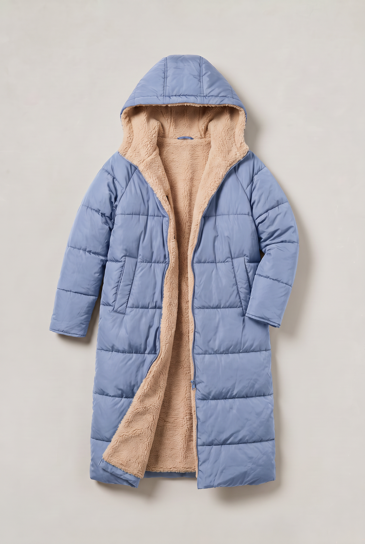 Women’s Fleece Lined Longline Quilted Puffer Coat
