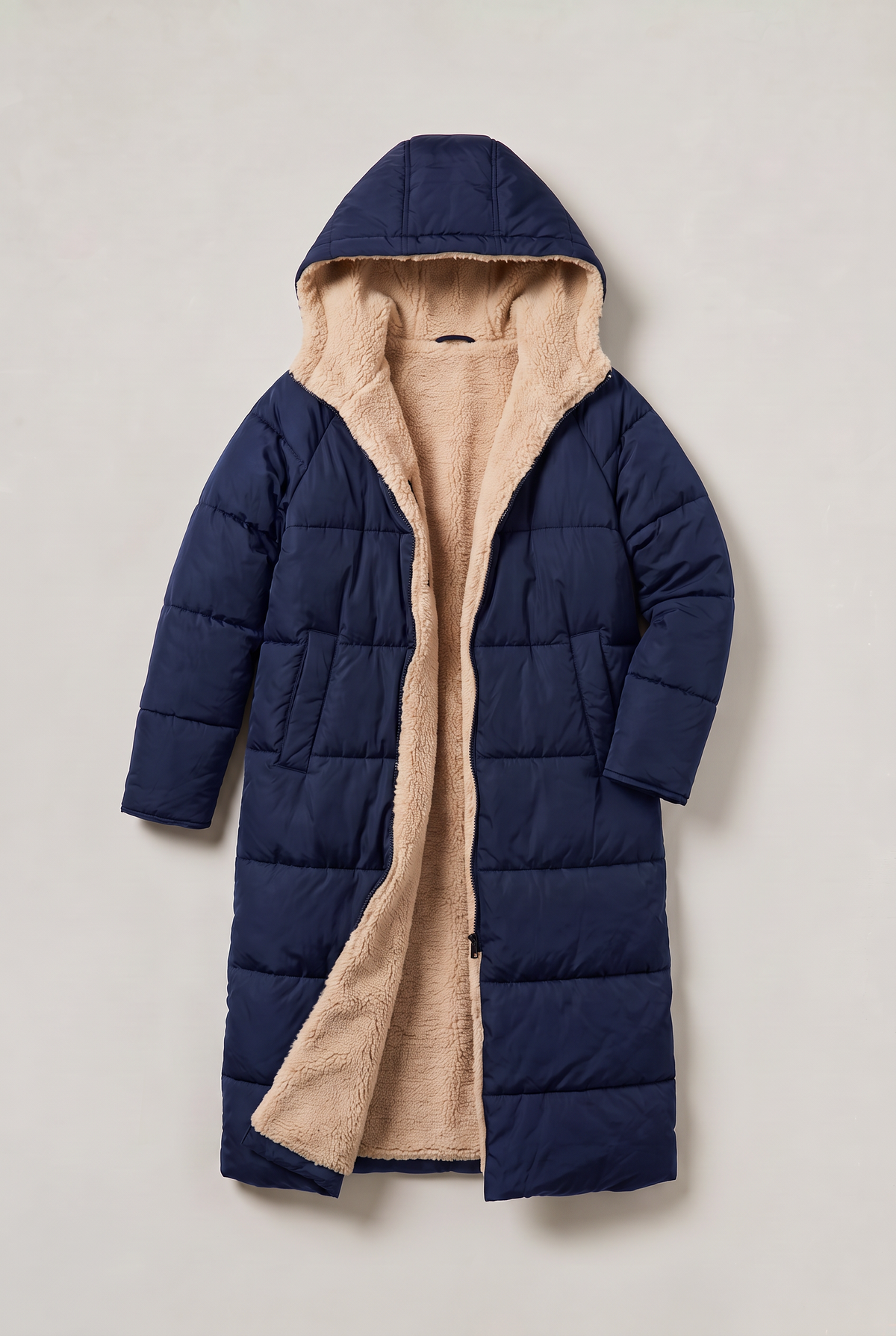 Women’s Fleece Lined Longline Quilted Puffer Coat