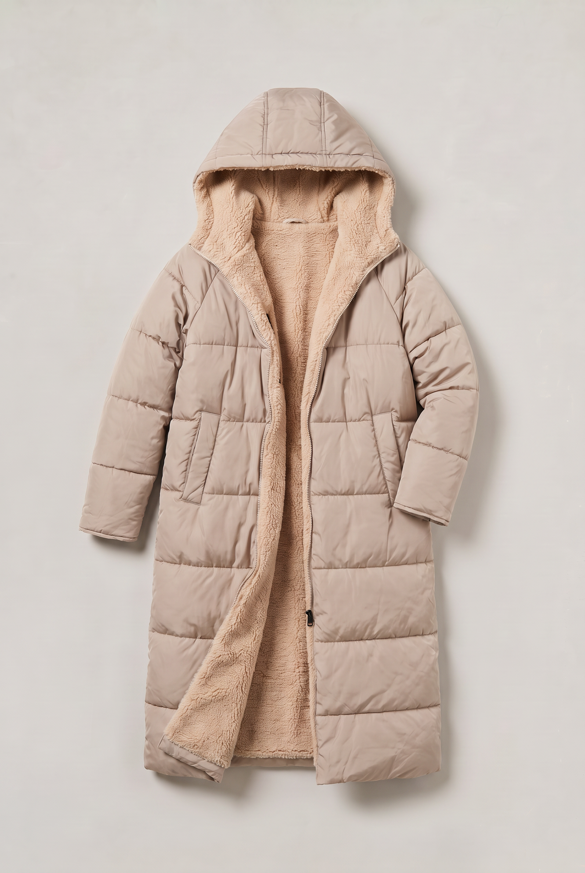 Women’s Fleece Lined Longline Quilted Puffer Coat