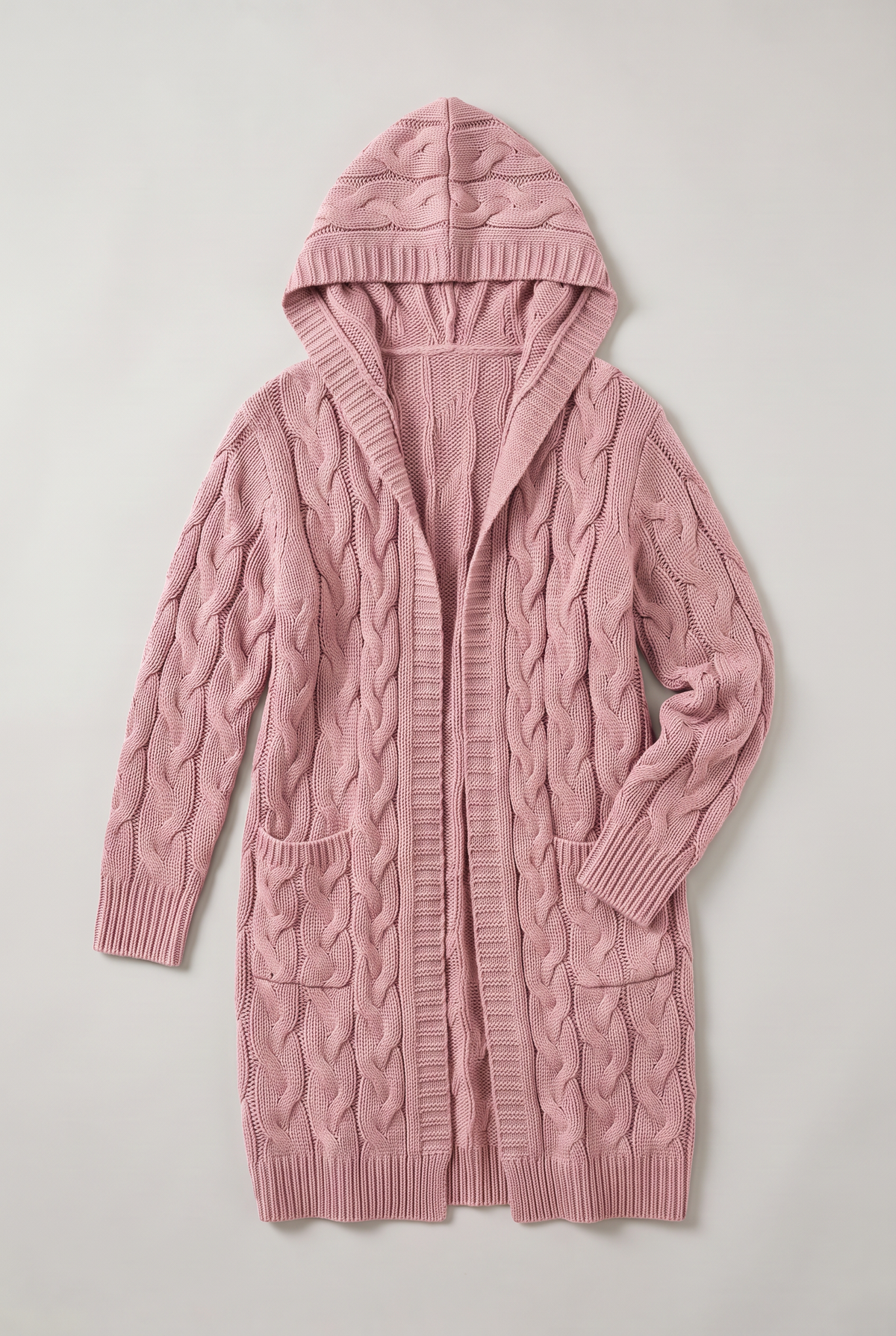 Women’s Hooded Cable Knit Longline Cardigan