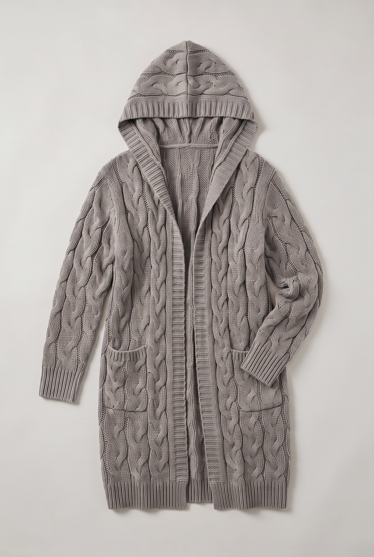 Women’s Hooded Cable Knit Longline Cardigan