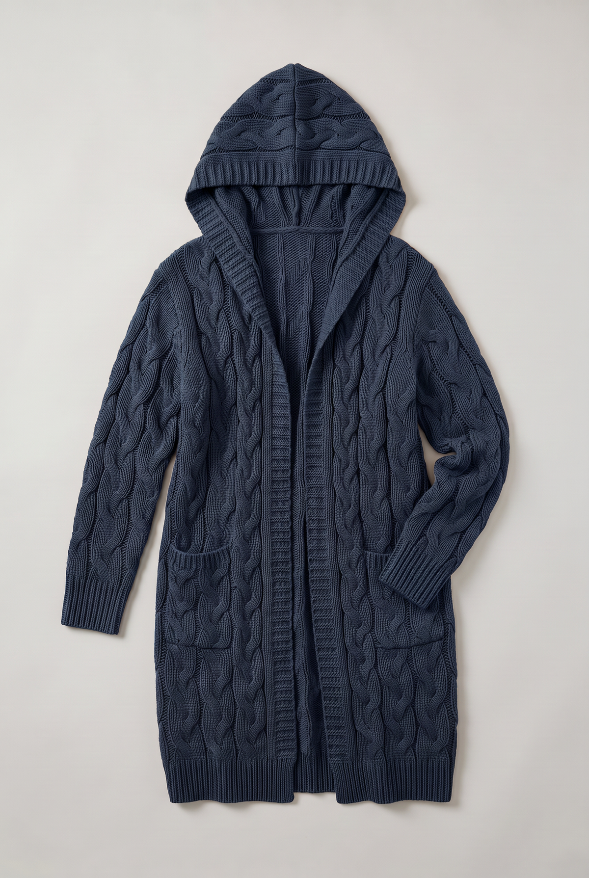 Women’s Hooded Cable Knit Longline Cardigan