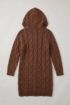 Women’s Hooded Cable Knit Longline Cardigan
