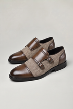 Men’s Herringbone Double Monk Strap Shoes