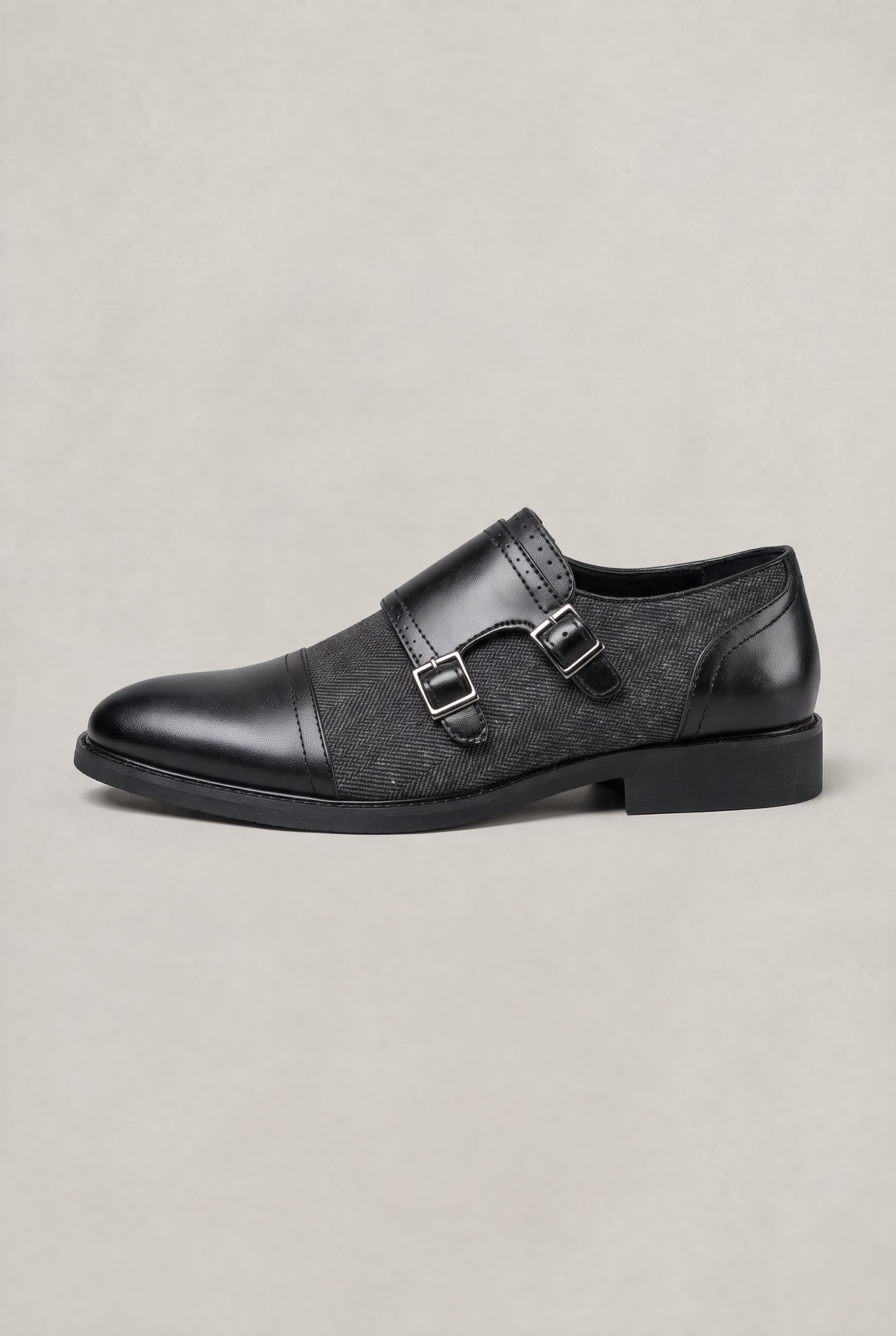 Men’s Herringbone Double Monk Strap Shoes