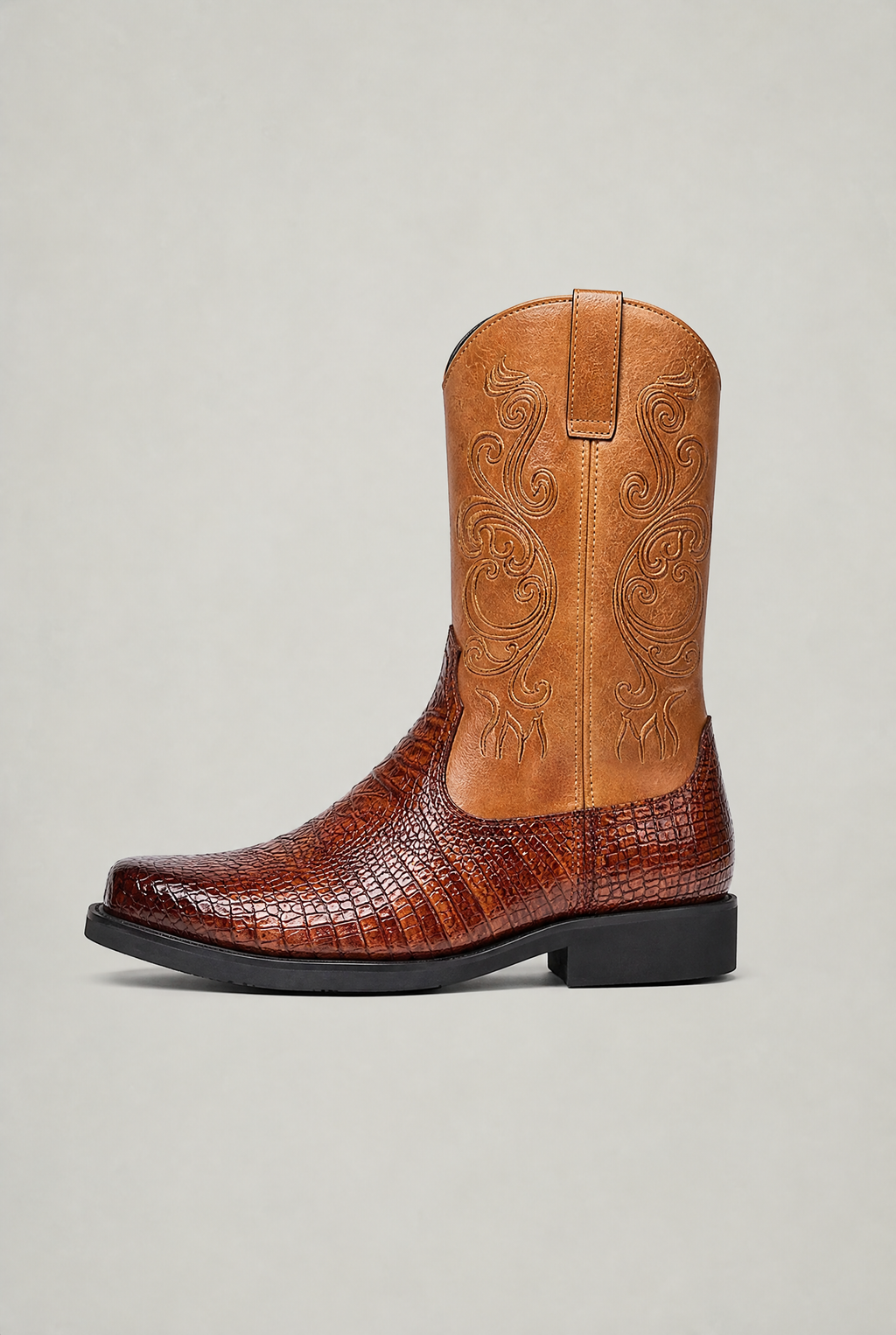 Men’s Croc Effect Western Cowboy Boots