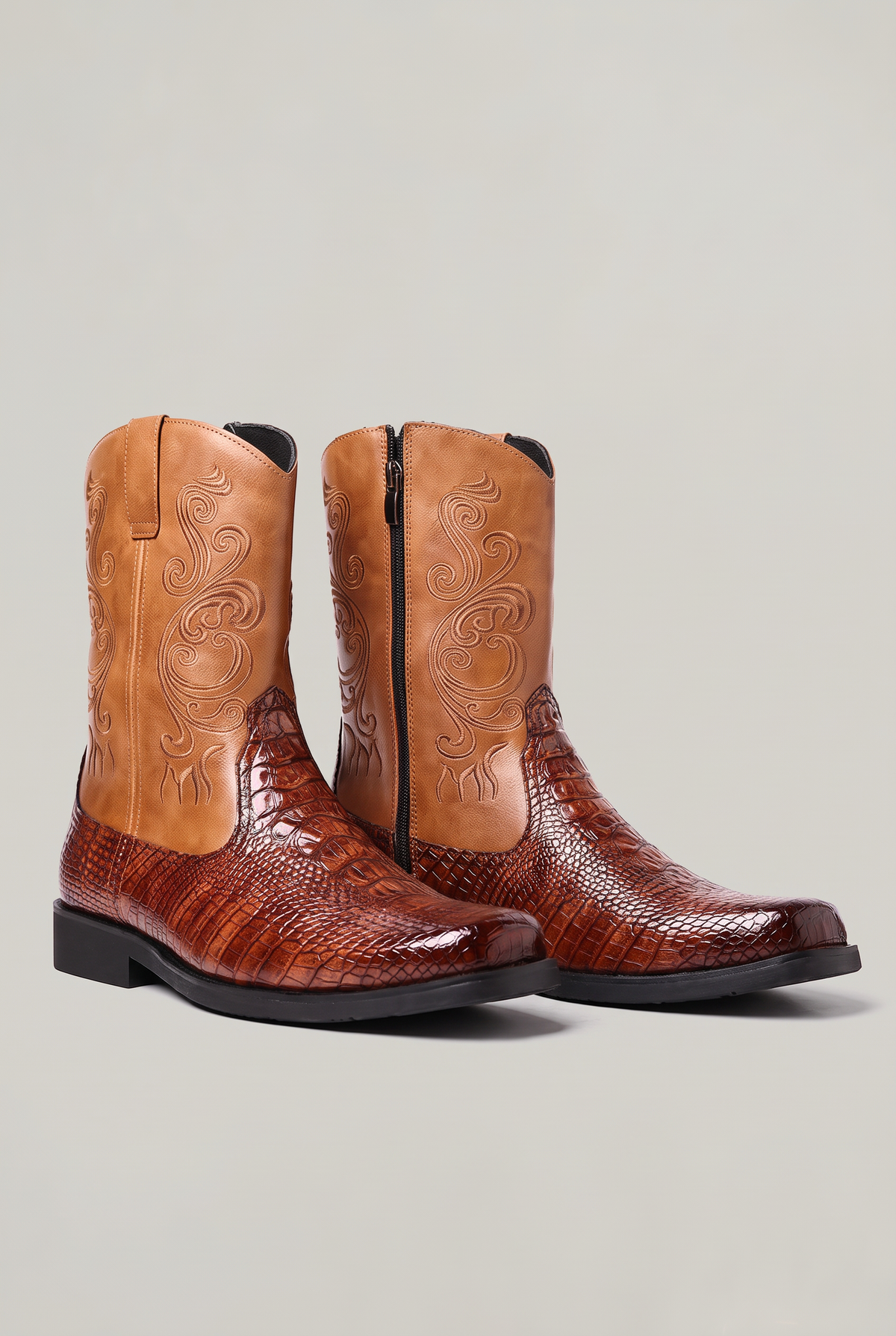 Men’s Croc Effect Western Cowboy Boots