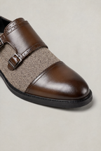 Men’s Herringbone Double Monk Strap Shoes