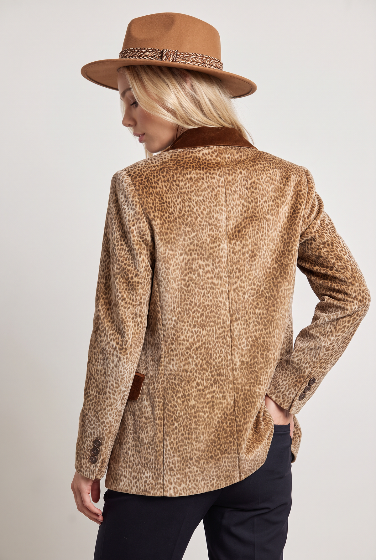 Women’s Double-Breasted Fawn Print Blazer