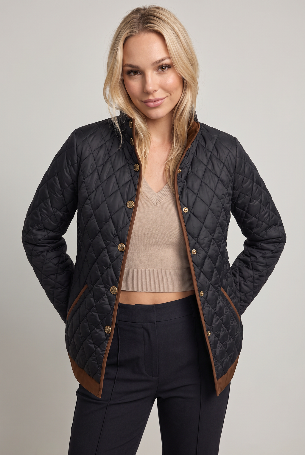 Women’s Contrast Trim Quilted Jacket