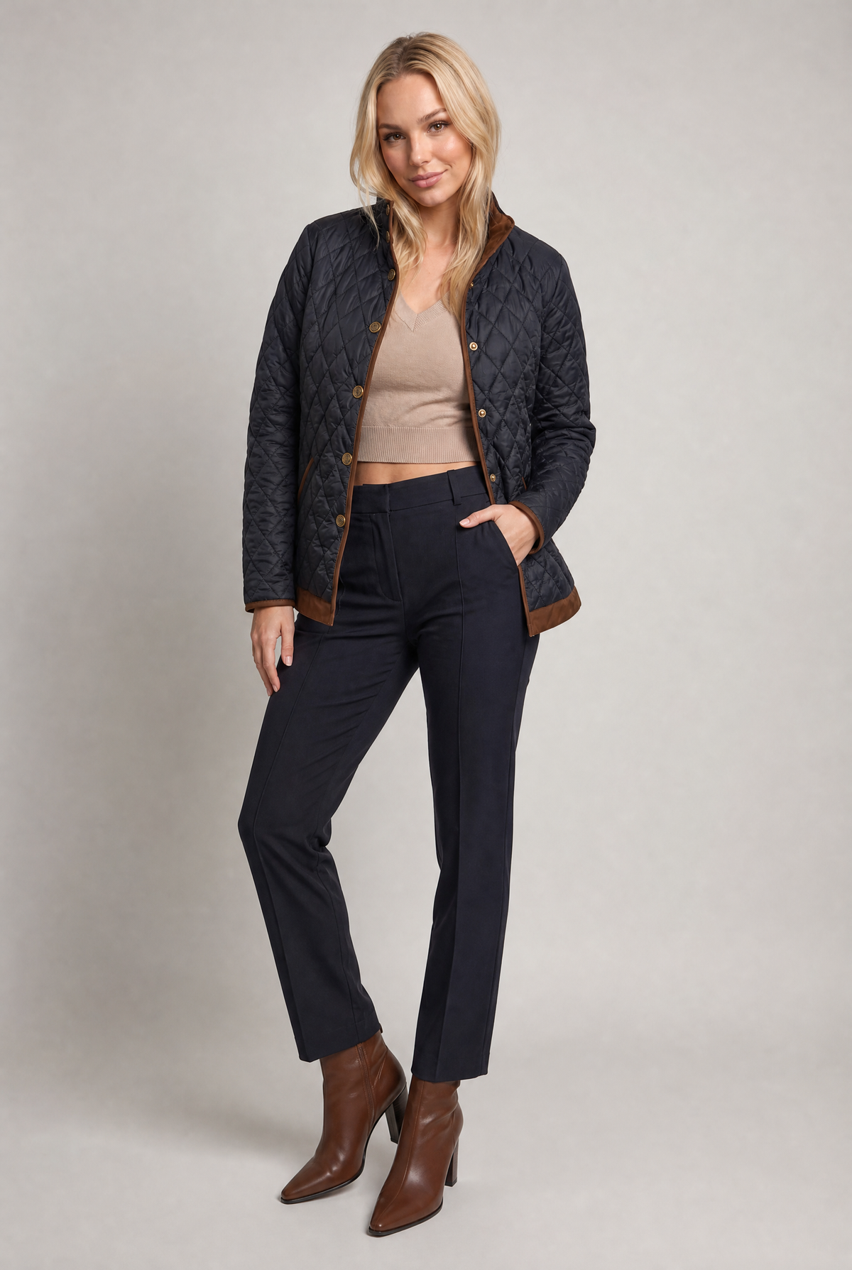 Women’s Contrast Trim Quilted Jacket