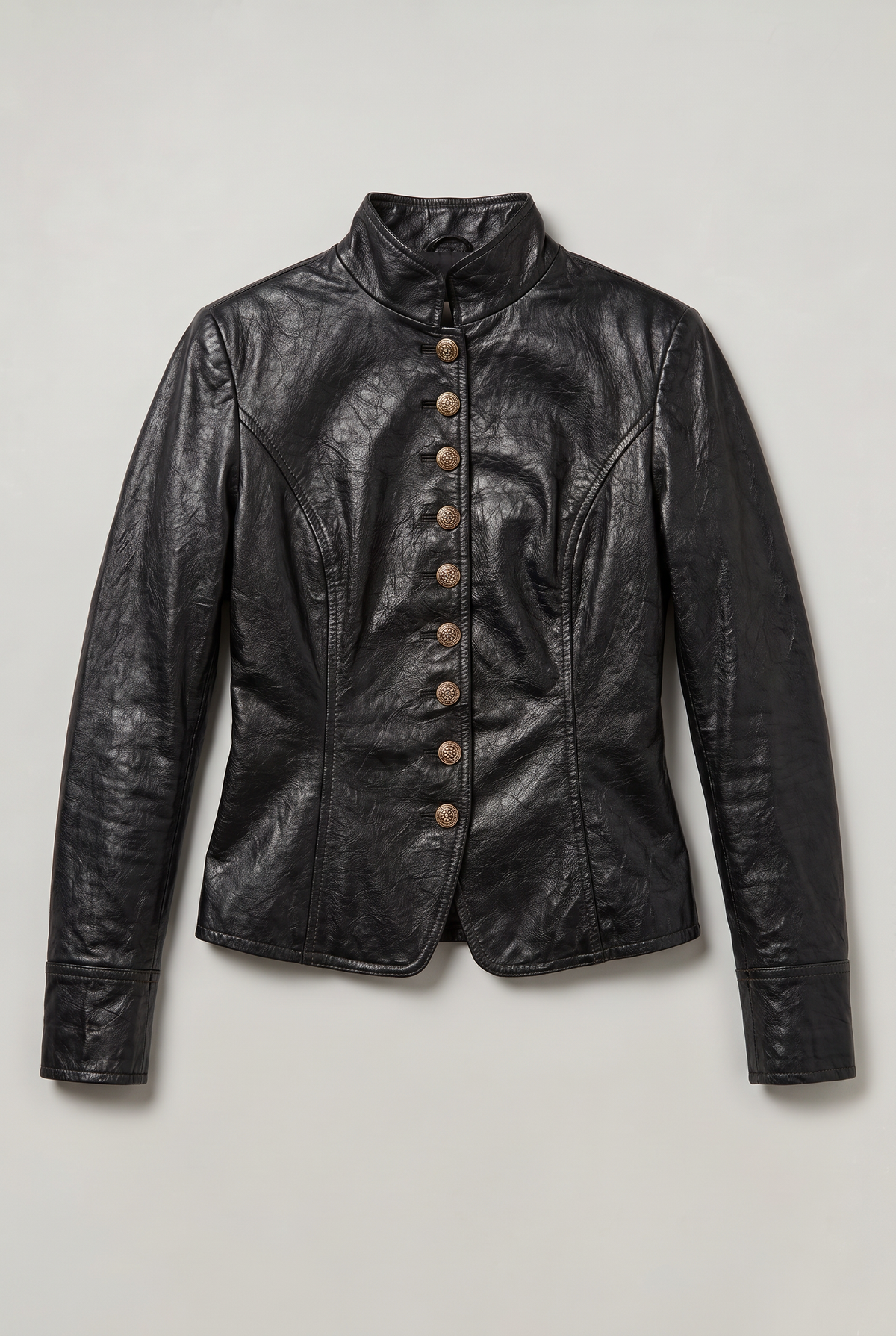 Women’s Faux Leather Military Jacket