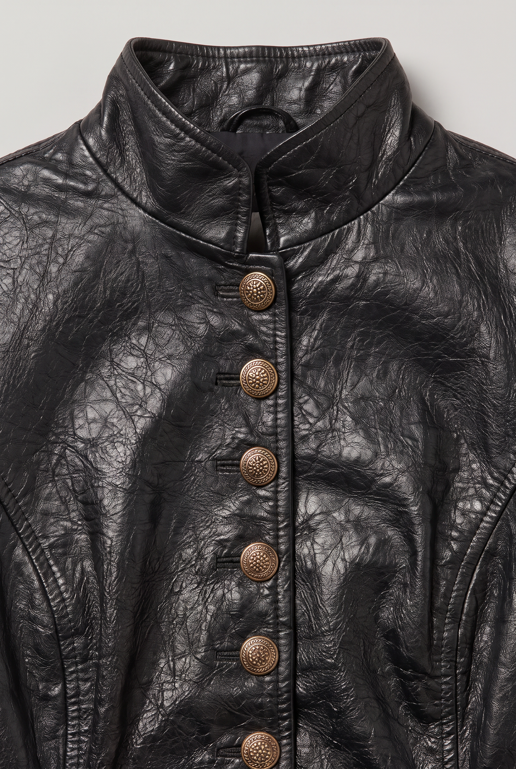 Women’s Faux Leather Military Jacket