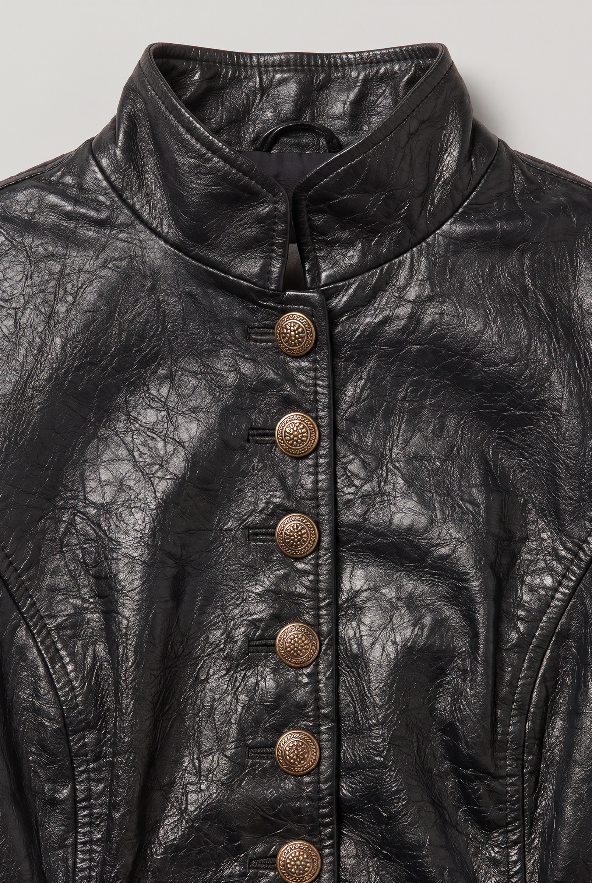 Women’s Faux Leather Military Jacket