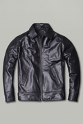 Men’s Genuine Leather Biker Collared Jacket