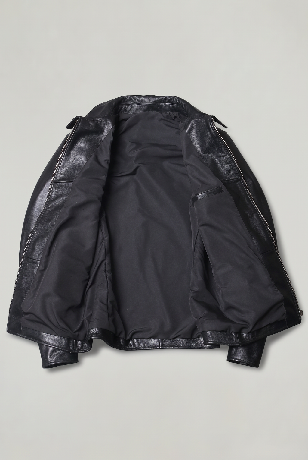 Men’s Genuine Leather Biker Collared Jacket