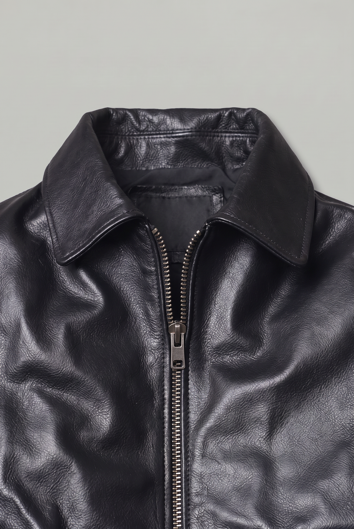 Men’s Genuine Leather Biker Collared Jacket