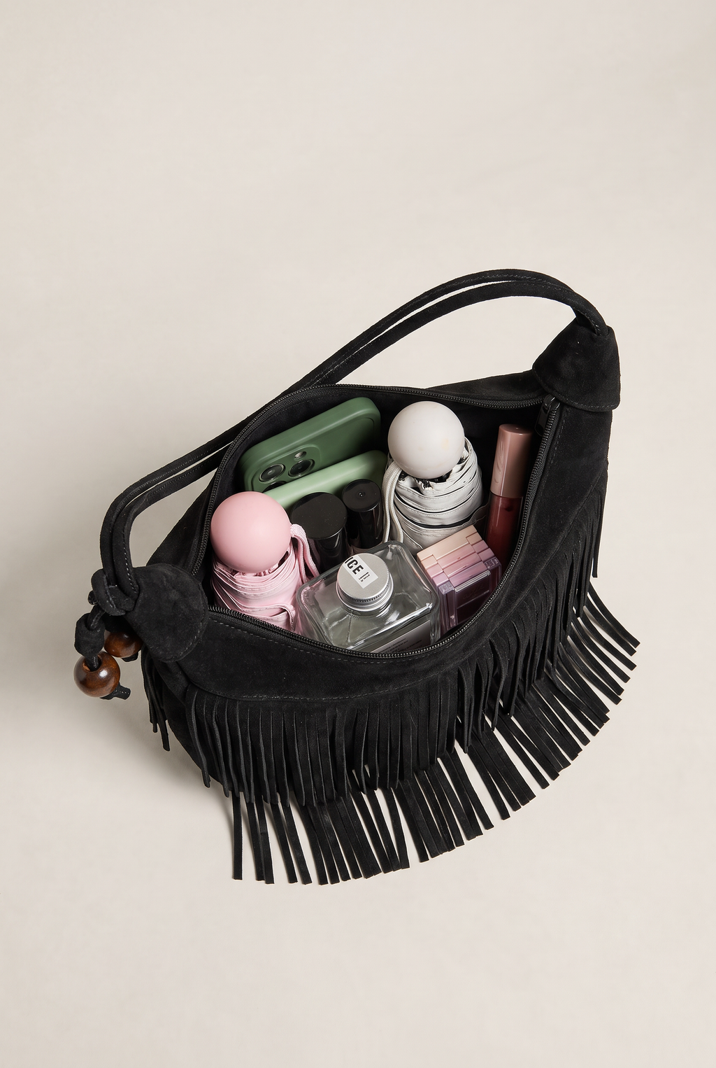 Fringe Shoulder Bag Women’s Boho Suede Look Handbag