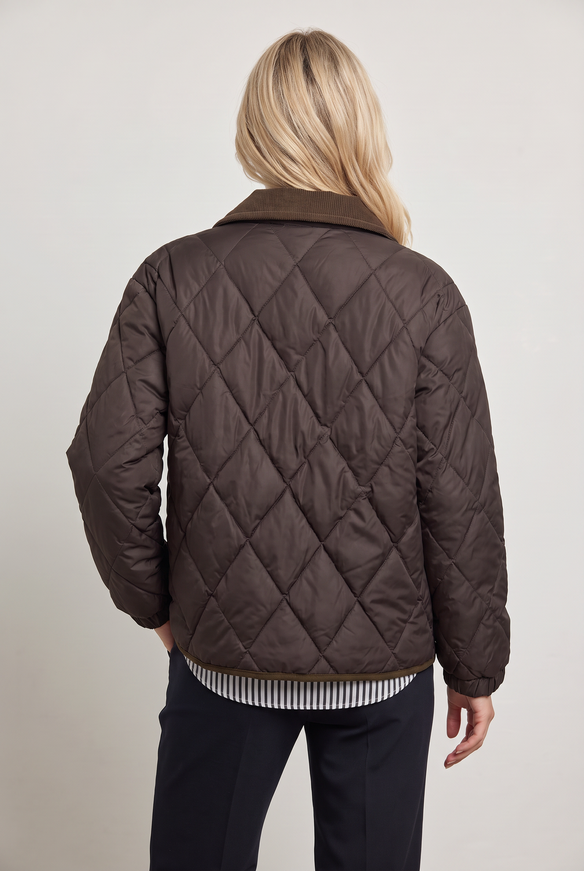 Women’s Quilted Jacket Corduroy Collar 