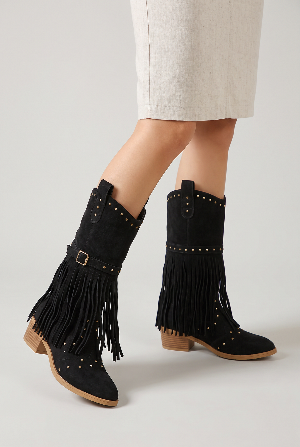 Women’s Cowboy Boots Fringe Studded Western Style