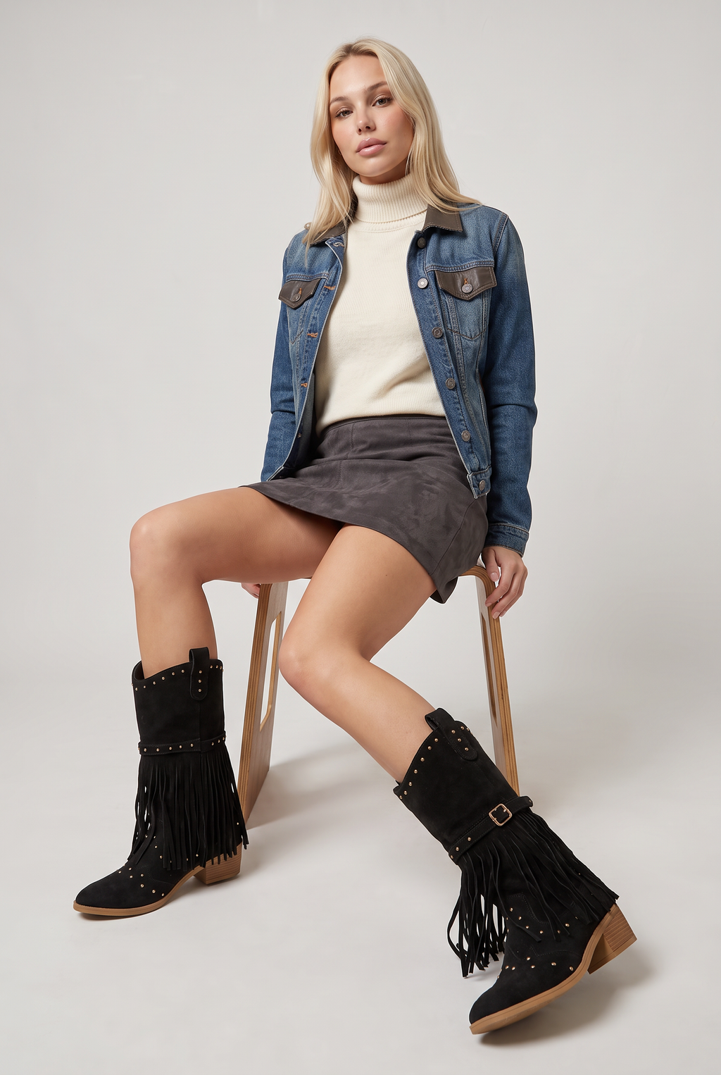 Women’s Cowboy Boots Fringe Studded Western Style