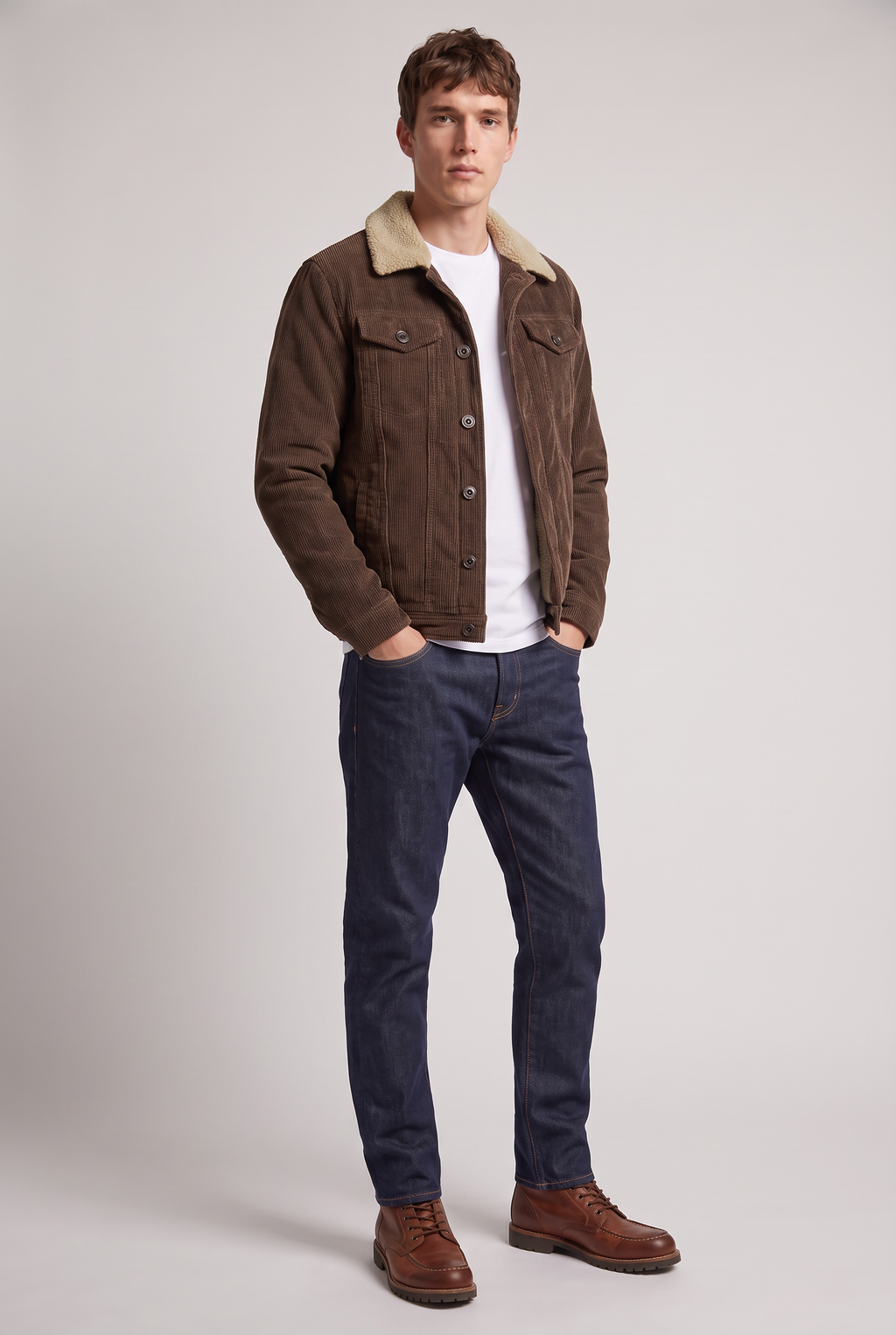 Men’s Sherpa-Lined Corduroy Trucker Jacket