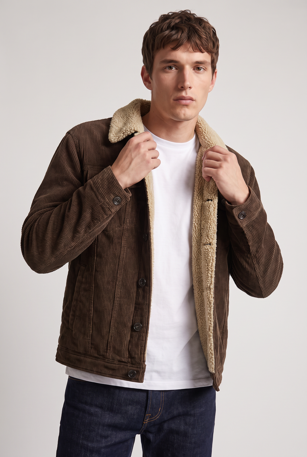 Men’s Sherpa-Lined Corduroy Trucker Jacket