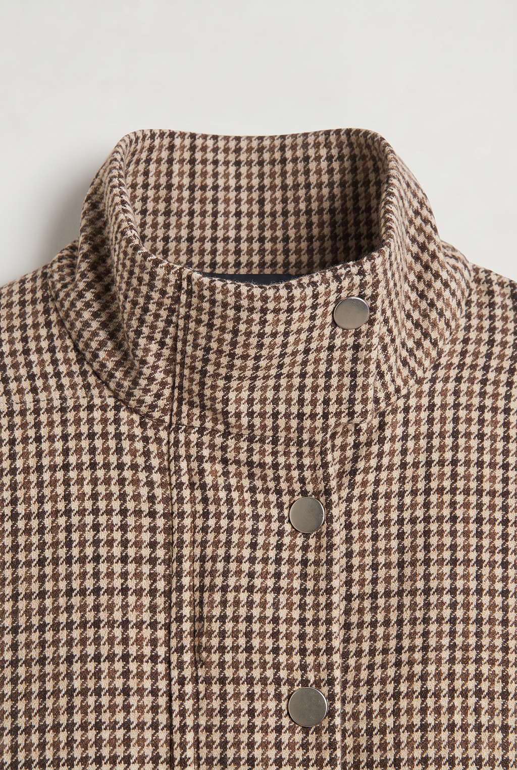 Women’s Checked Jacket Funnel Neck Cropped Fit