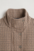 Women’s Checked Jacket Funnel Neck Cropped Fit