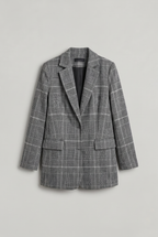 Women’s Checked Blazer Longline Tailored Fit