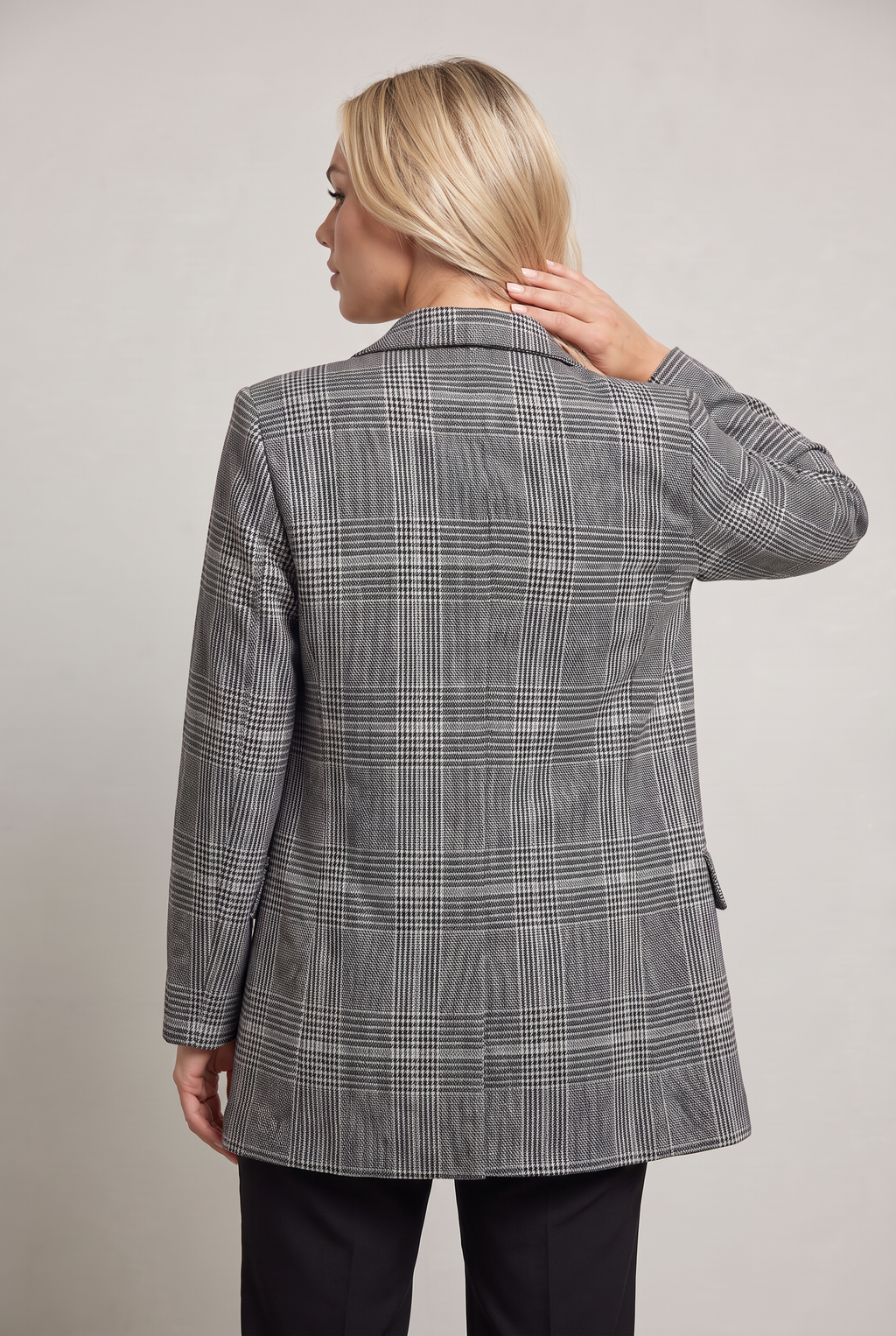 Women’s Checked Blazer Longline Tailored Fit