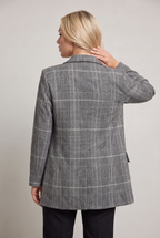 Women’s Checked Blazer Longline Tailored Fit