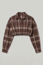 Women’s Cropped Check Shirt Long Sleeve