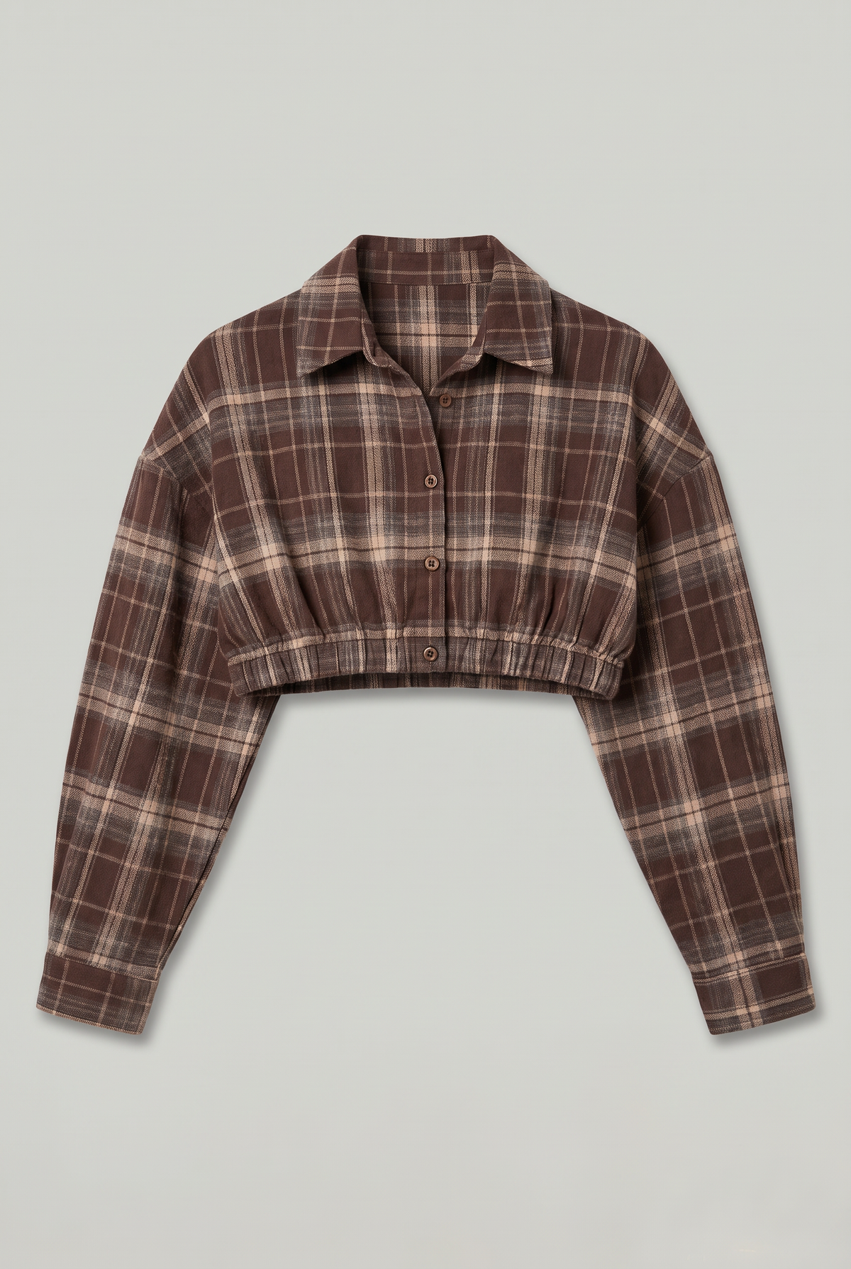 Women’s Cropped Check Shirt Long Sleeve