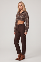 Women’s Cropped Check Shirt Long Sleeve