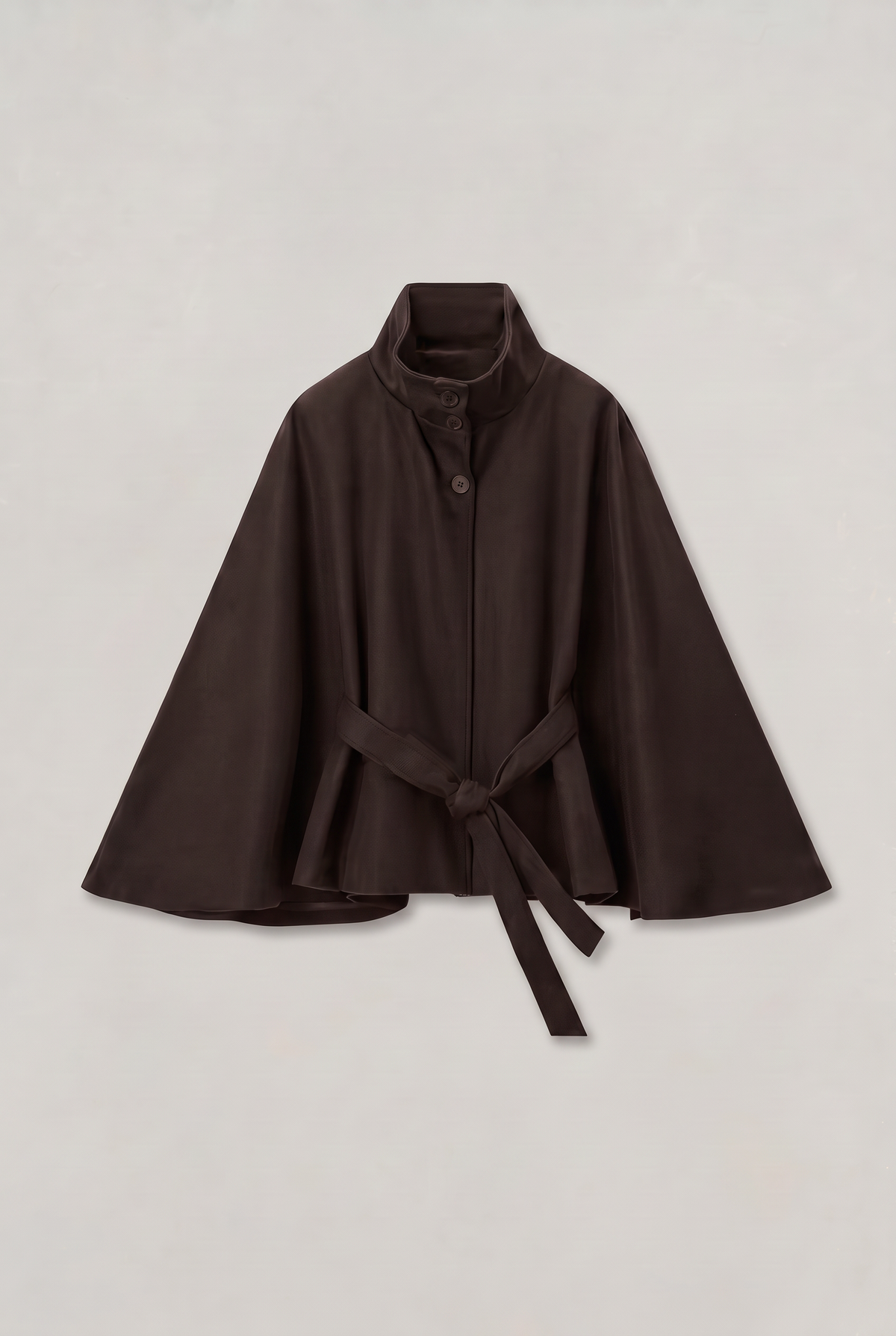 Women’s Belted Cape Jacket - Stand Collar Coat