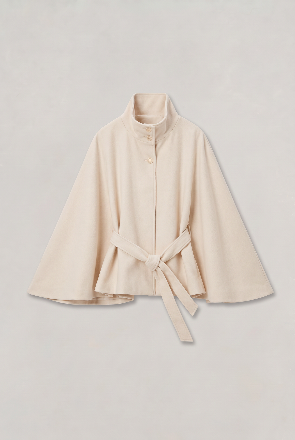 Women’s Belted Cape Jacket - Stand Collar Coat