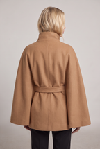 Women’s Belted Cape Jacket - Stand Collar Coat