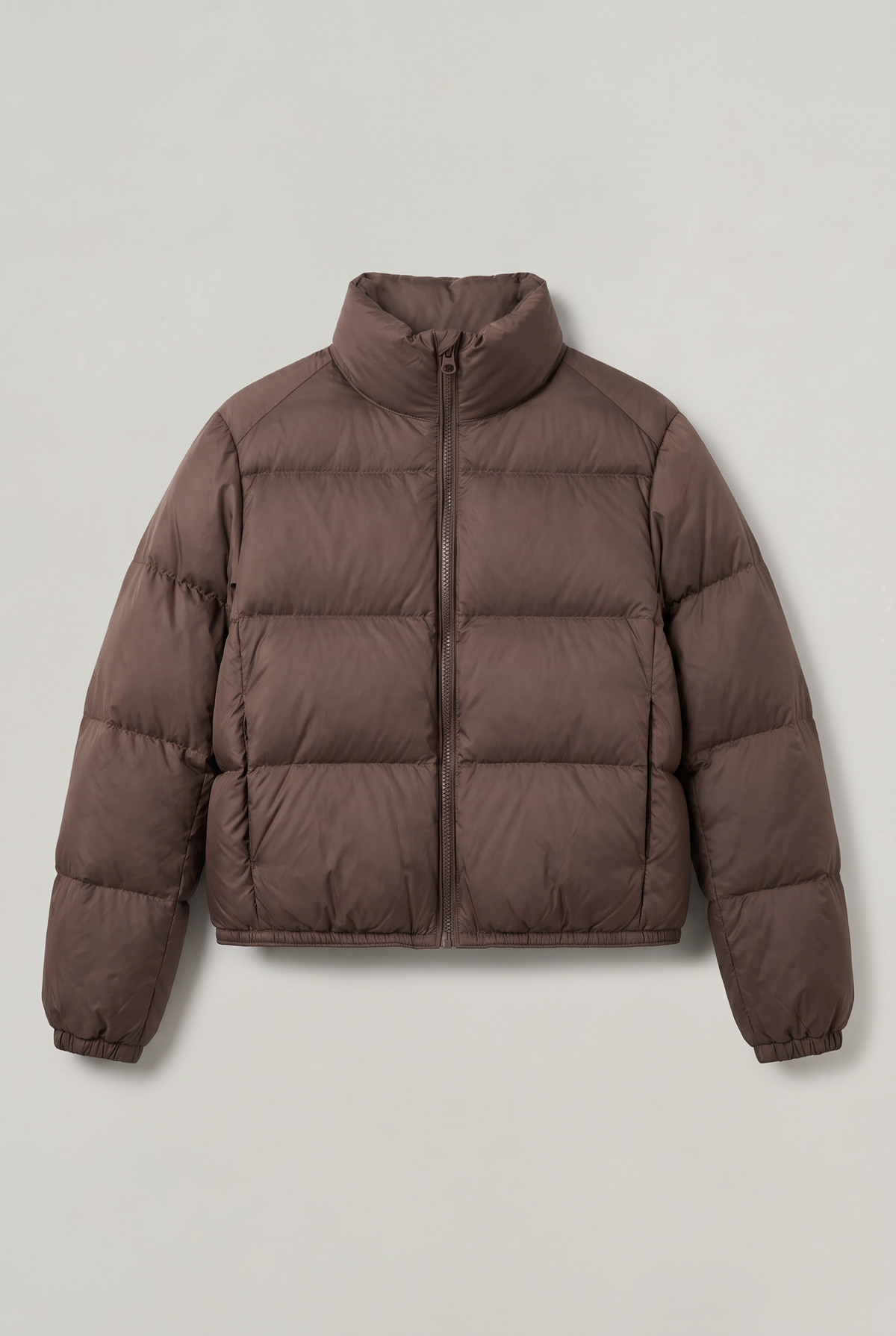 Women's Puffer Jacket Funnel Neck Cropped Fit