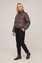 Women's Puffer Jacket Funnel Neck Cropped Fit