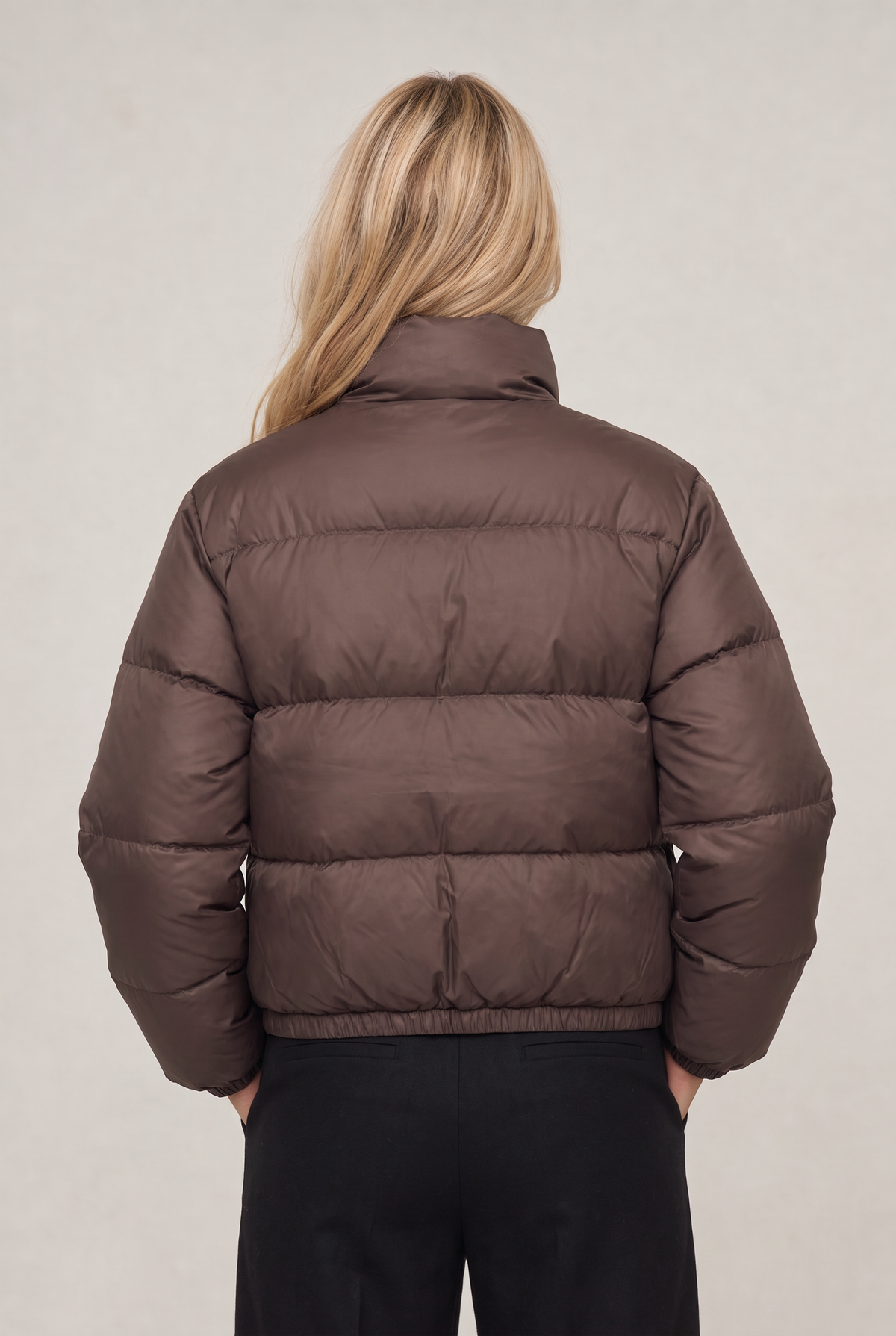 Women's Puffer Jacket Funnel Neck Cropped Fit