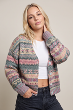 Women’s Fair Isle Button-Up Geometric Print Cardigan