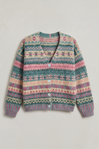 Women’s Fair Isle Button-Up Geometric Print Cardigan