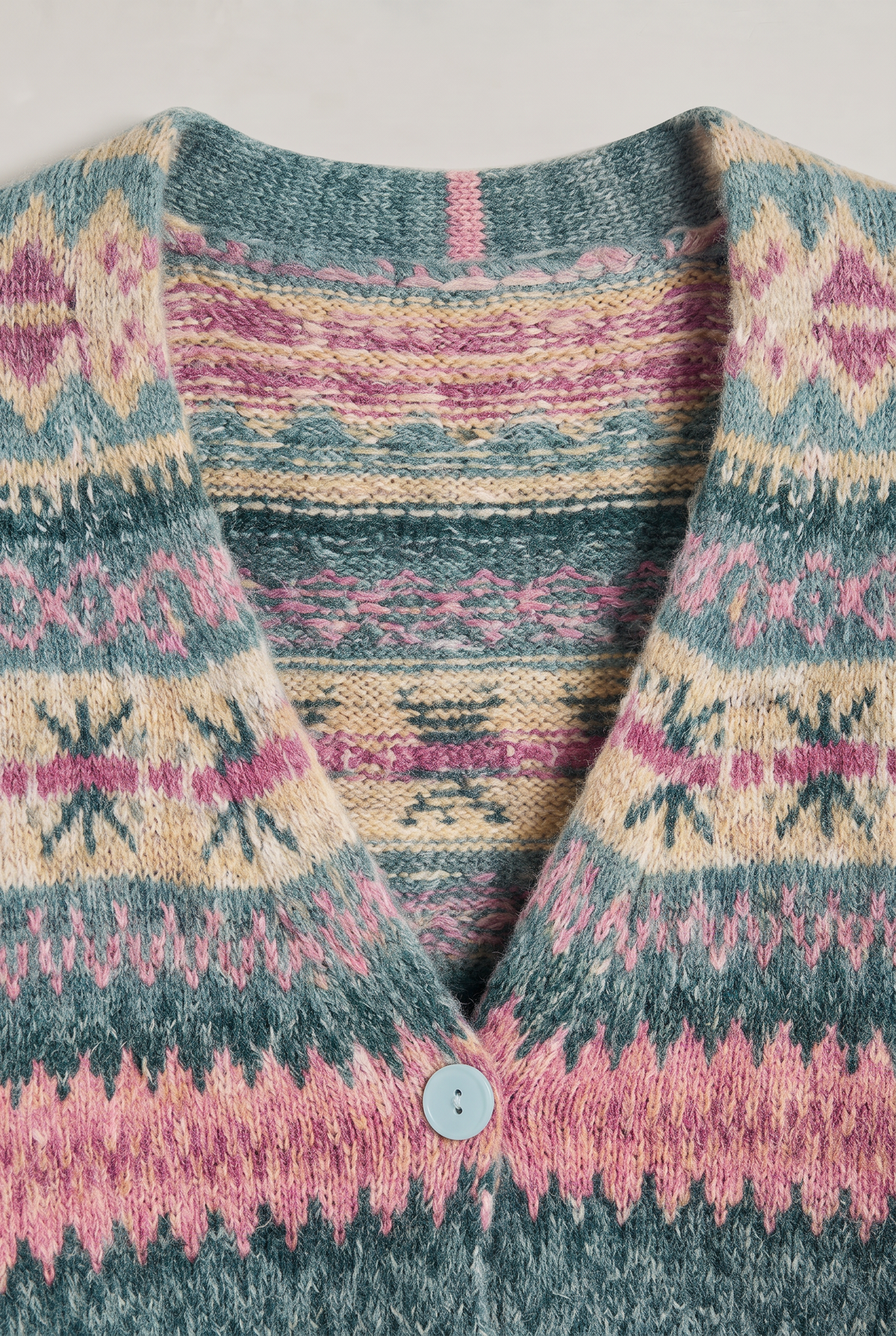 Women’s Fair Isle Button-Up Geometric Print Cardigan