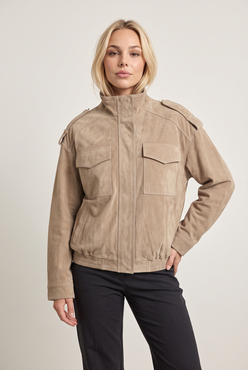 Women’s Suede-Effect Utility Jacket