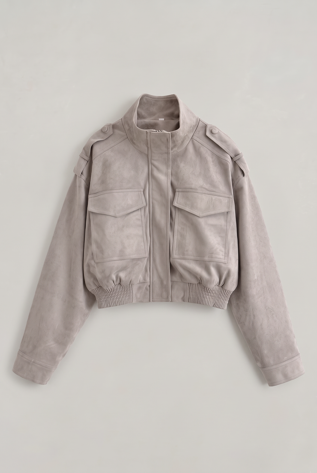 Women’s Light Grey Suede-Effect Utility Jacket