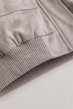 Women’s Light Grey Suede-Effect Utility Jacket